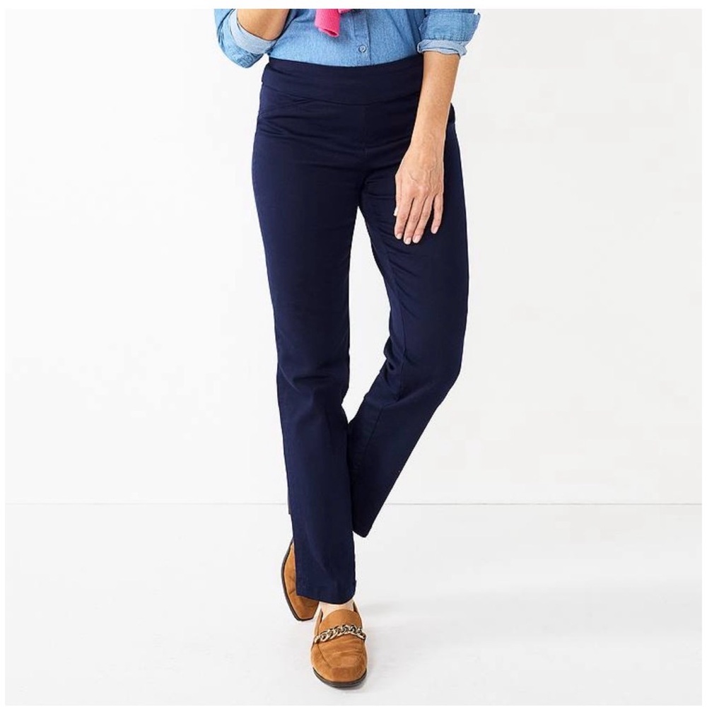 NWT 2 Stretch Pull-on Straight Leg Pants. Black. Cobblestone. Size 8 Short.